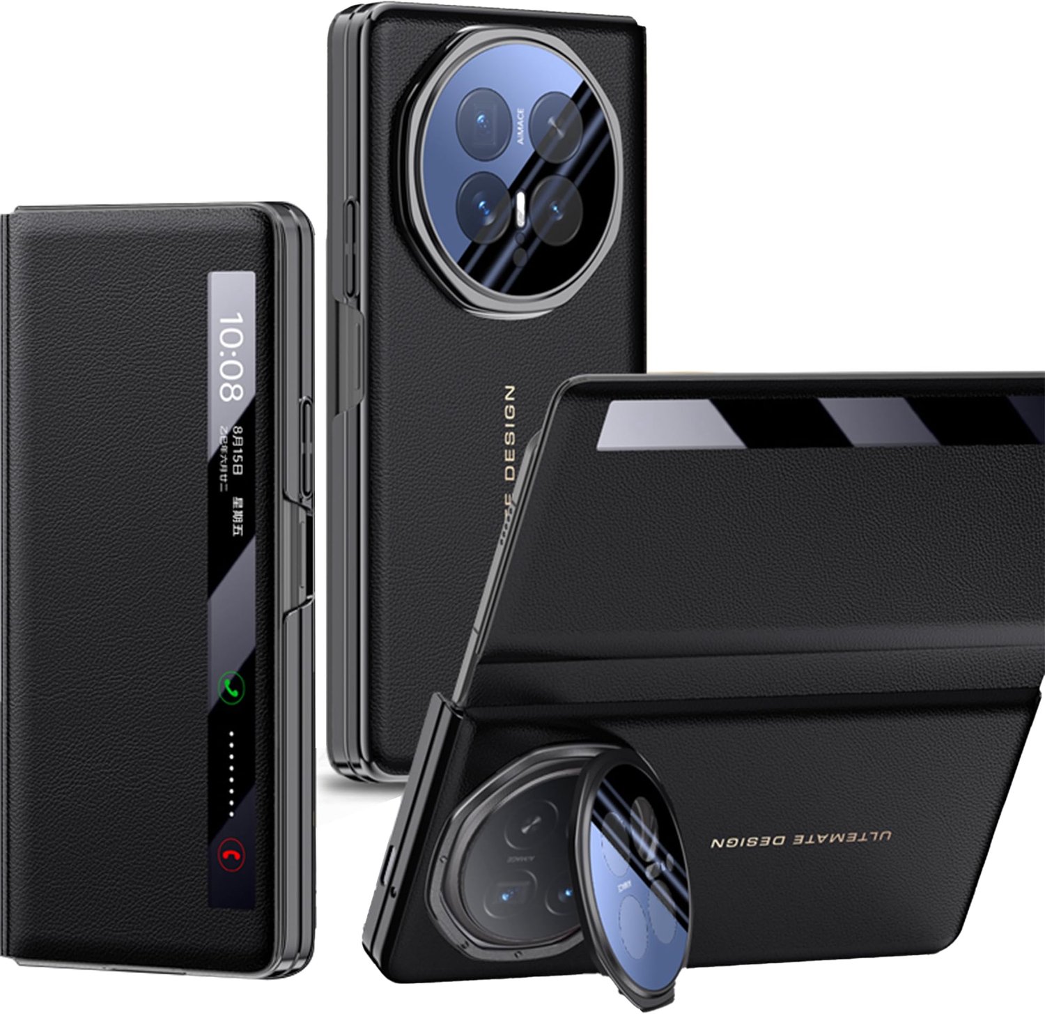 Premium Leren Hoes met Slimme Venster en Automatische Slaapfunctie voor Telefoon