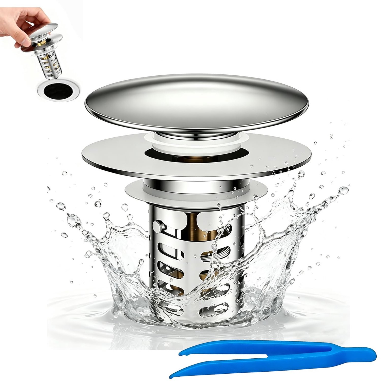 Universele Wastafelafvoer - Waterdicht met Drukfilter