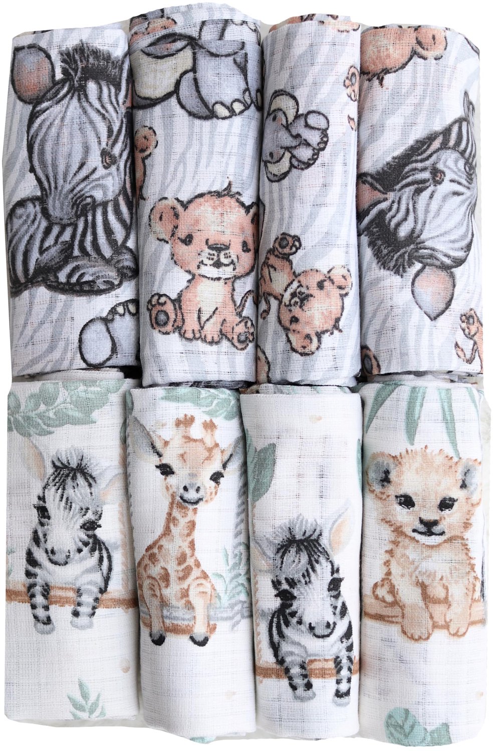 Set van 8 Mullendoeken - 100% Katoen - 70 x 80 cm