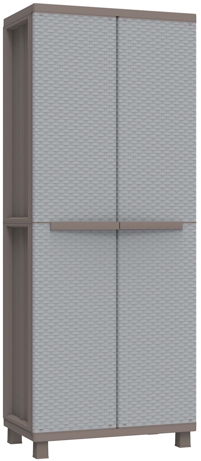 Rattan Look Opbergkast met Twee Deuren, Grijs