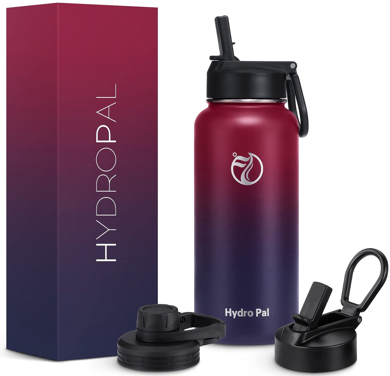 RVS Waterfles met Rietje en Twee Deksels - Thermosfles