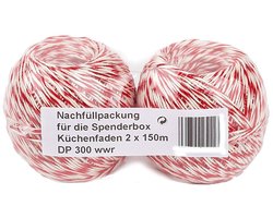 Keuken Draad - 2x150m Katoen Rood/Wit