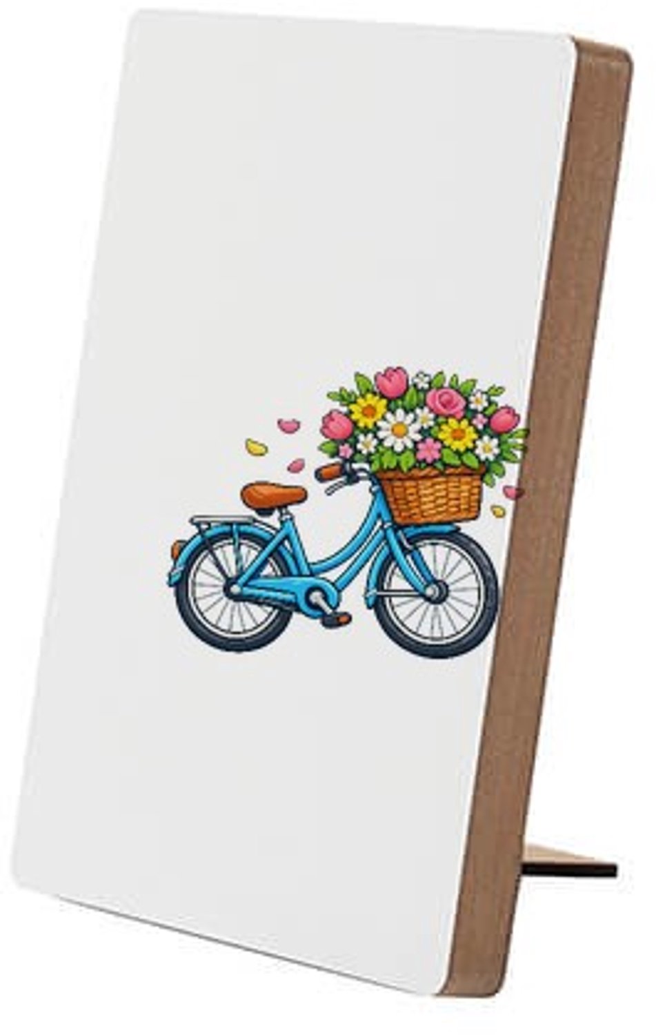 Mr Cadeautjes Glasframe/MDF 12,7 x 17,8 - design Vintage fiets met bloemenmand | cadeau Wit