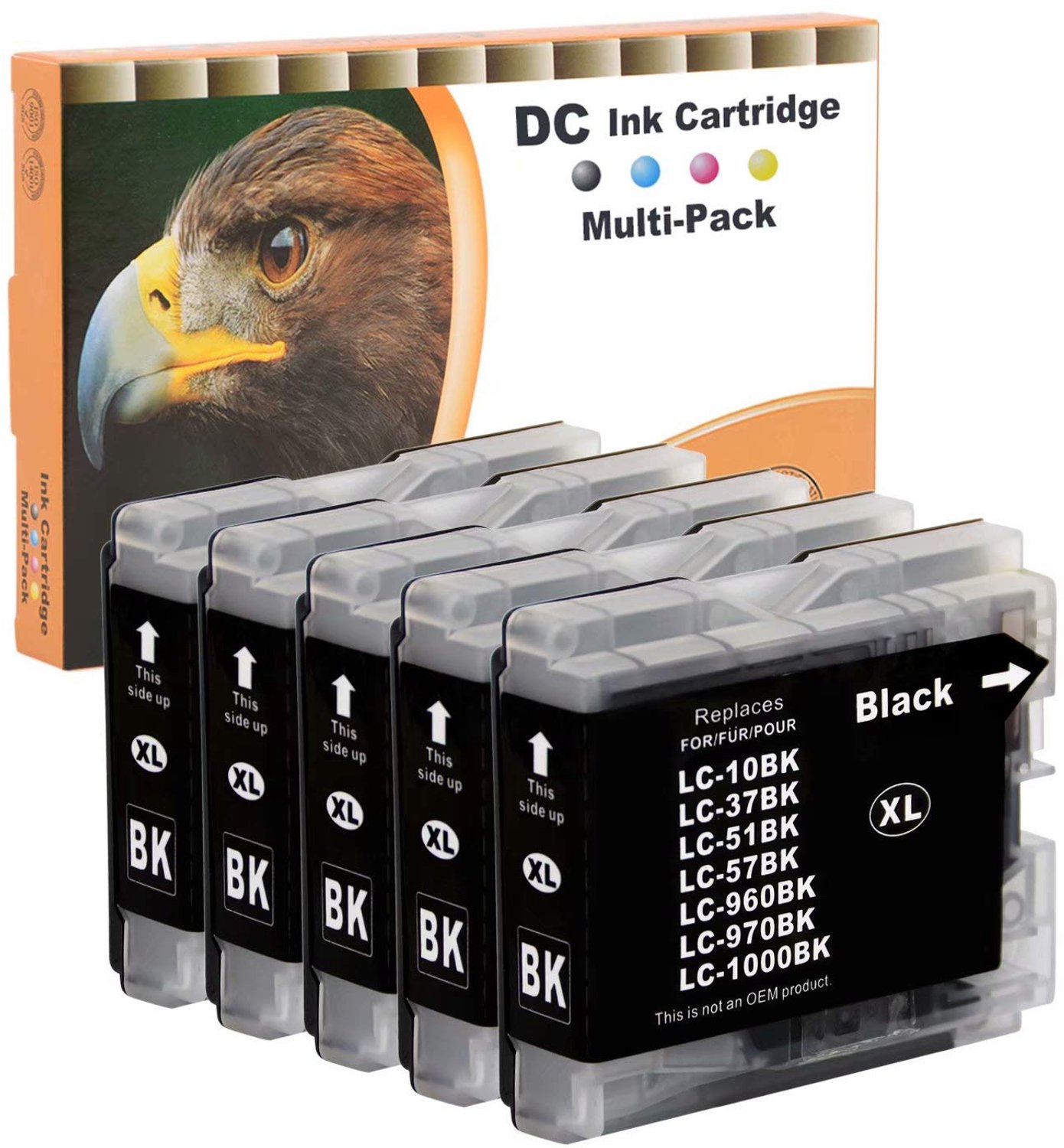 5 Stuks Zwarte Inktpatronen Compatibel met Brother Printers