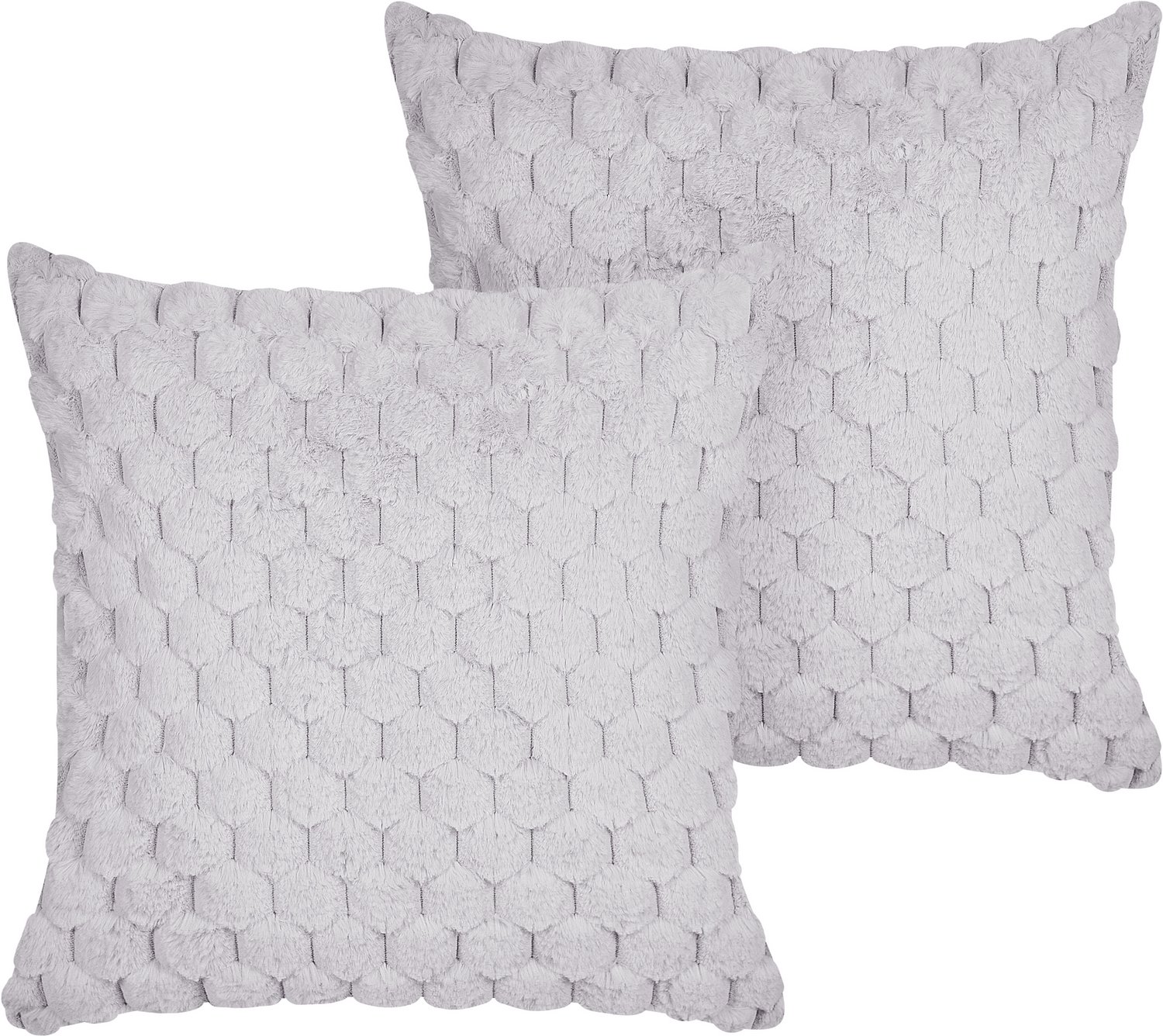 Beliani PURSLANE - Set van 2 kussens - Lichtgrijs - 43 x 43 cm - Nepbont