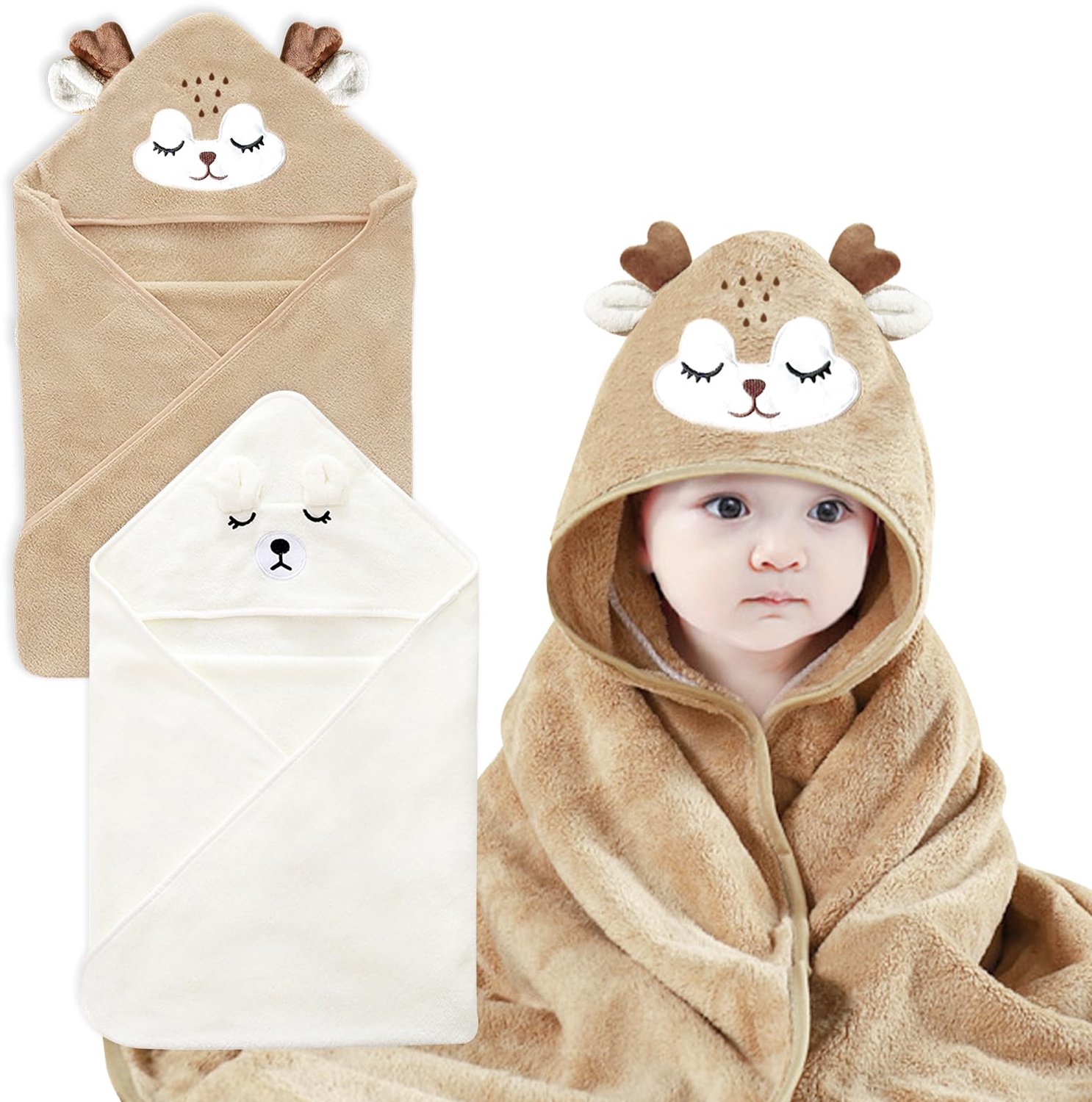 Baby Handdoeken Set van 2 - Kapuzijn en Super Absorberend