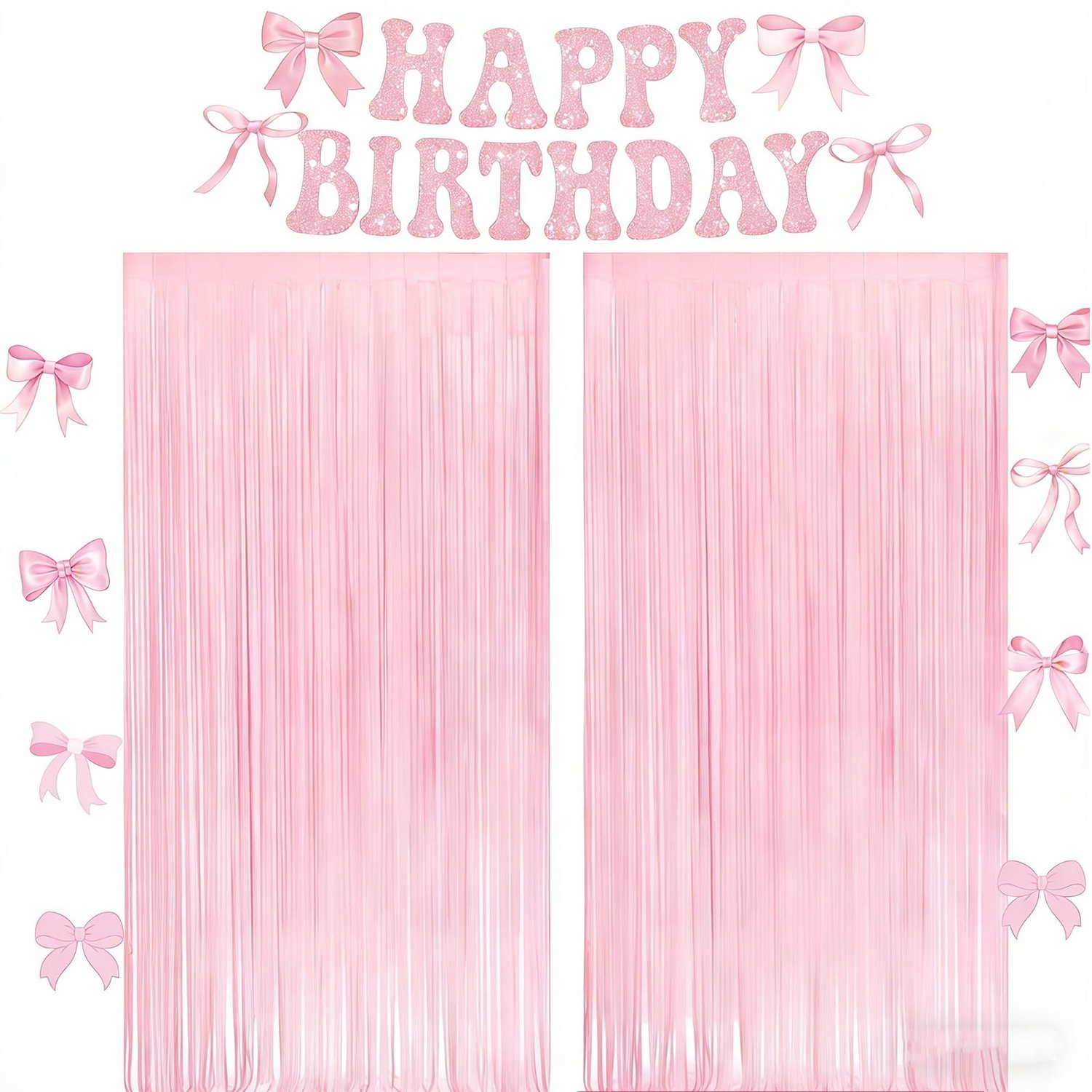 Verjaardagsdecoratie Set voor Meisjes met Garland en Vorige Curtains