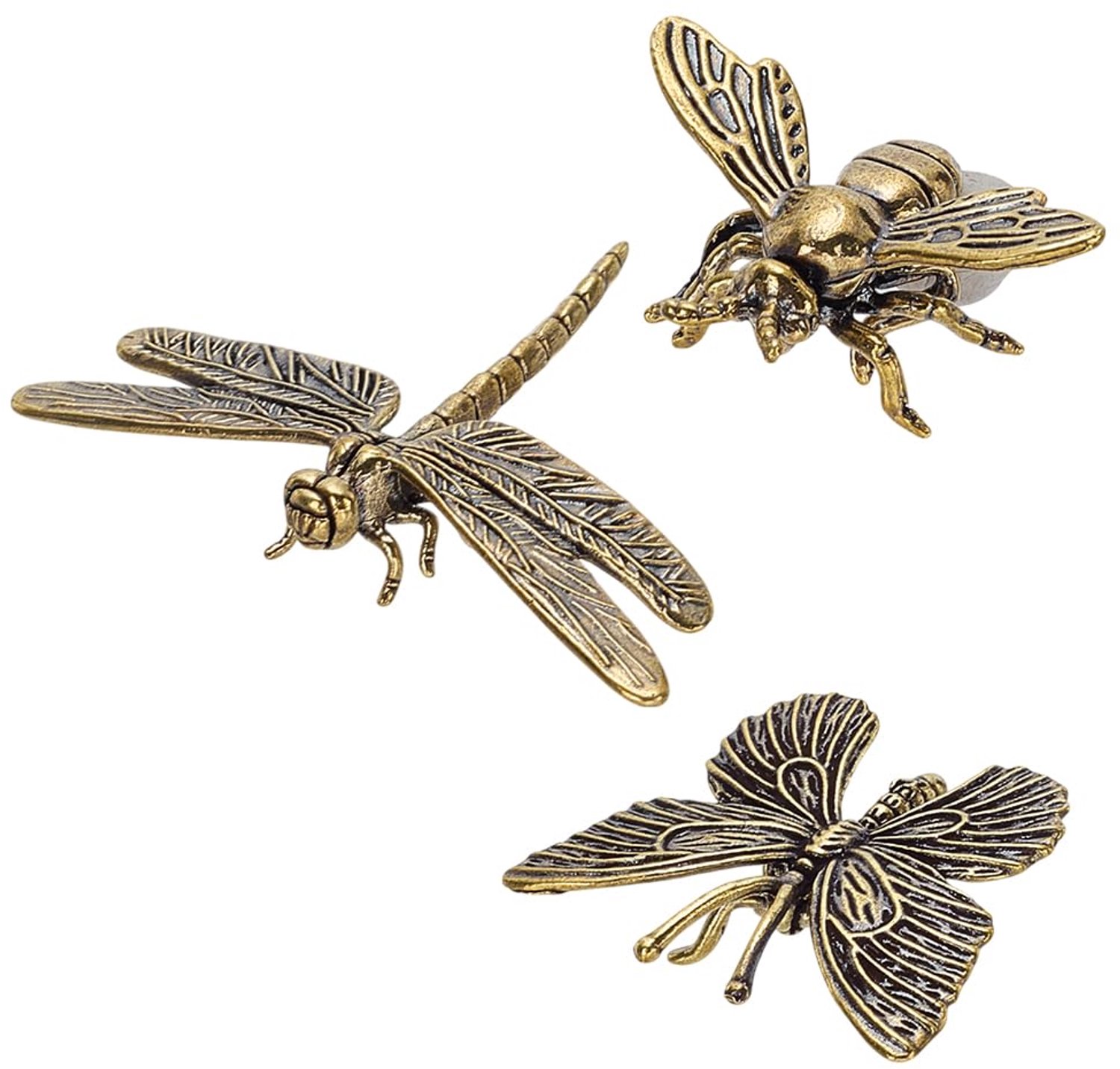 Beeldjes Gouden Dier - Vlinder/Libelle/Bee - Mini Messing Insecten - Decoratie Woonkamer - Uniek Verjaardagscadeau - Standbeelden