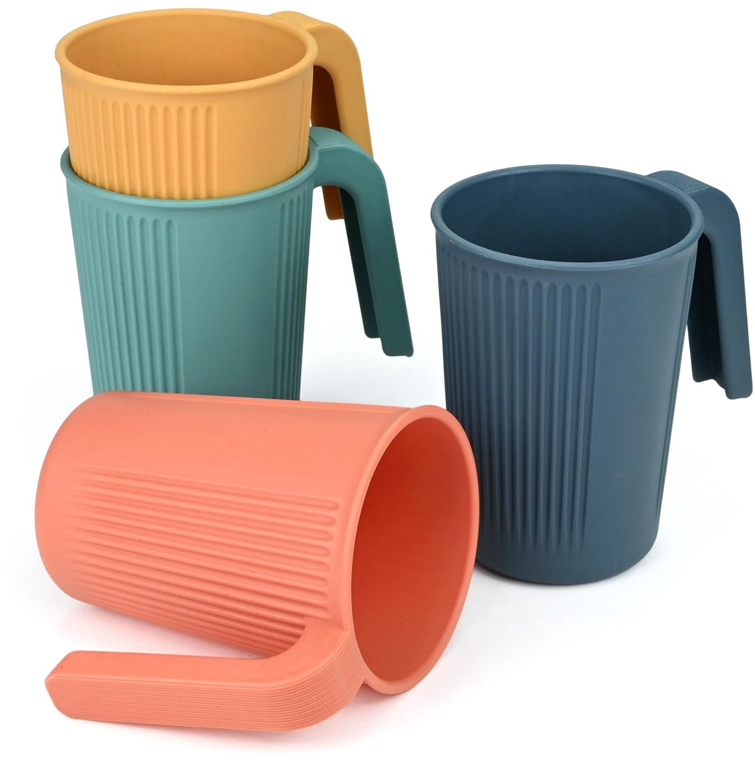 Set van 4 Herbruikbare Plastic Bekers met Handvat 350ml