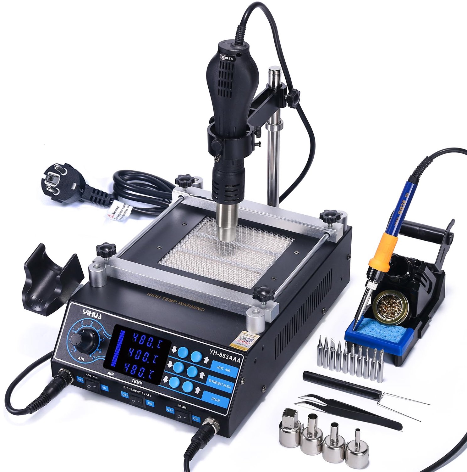 3-in-1 SMD Hot Air Soldering Station met Voorverwarmplaat