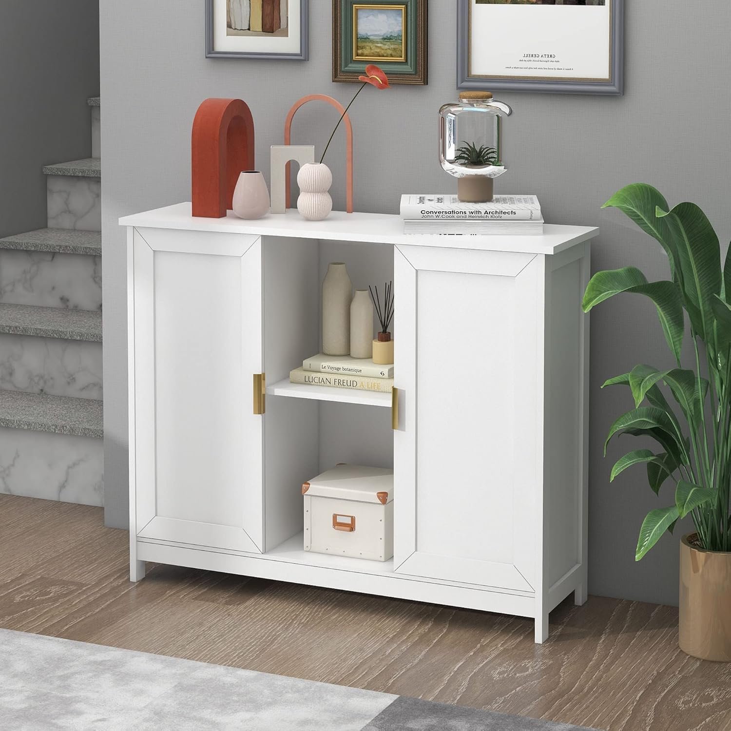 Witte Keuken Dressoir met Open Ruimte en Soft-Close Deuren