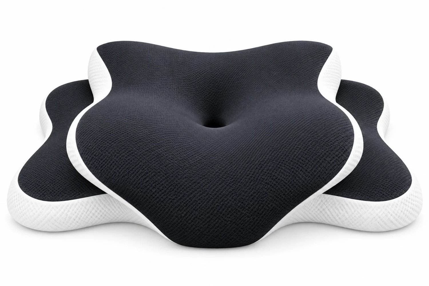 Noventra Ergonomisch Hoofdkussen – Orthopedisch Vlinderkussen voor Nek en Schouders – Contour Kussen voor Zijslapers en Rugslapers – Ondersteunend Slaapkussen – Zwart Wit