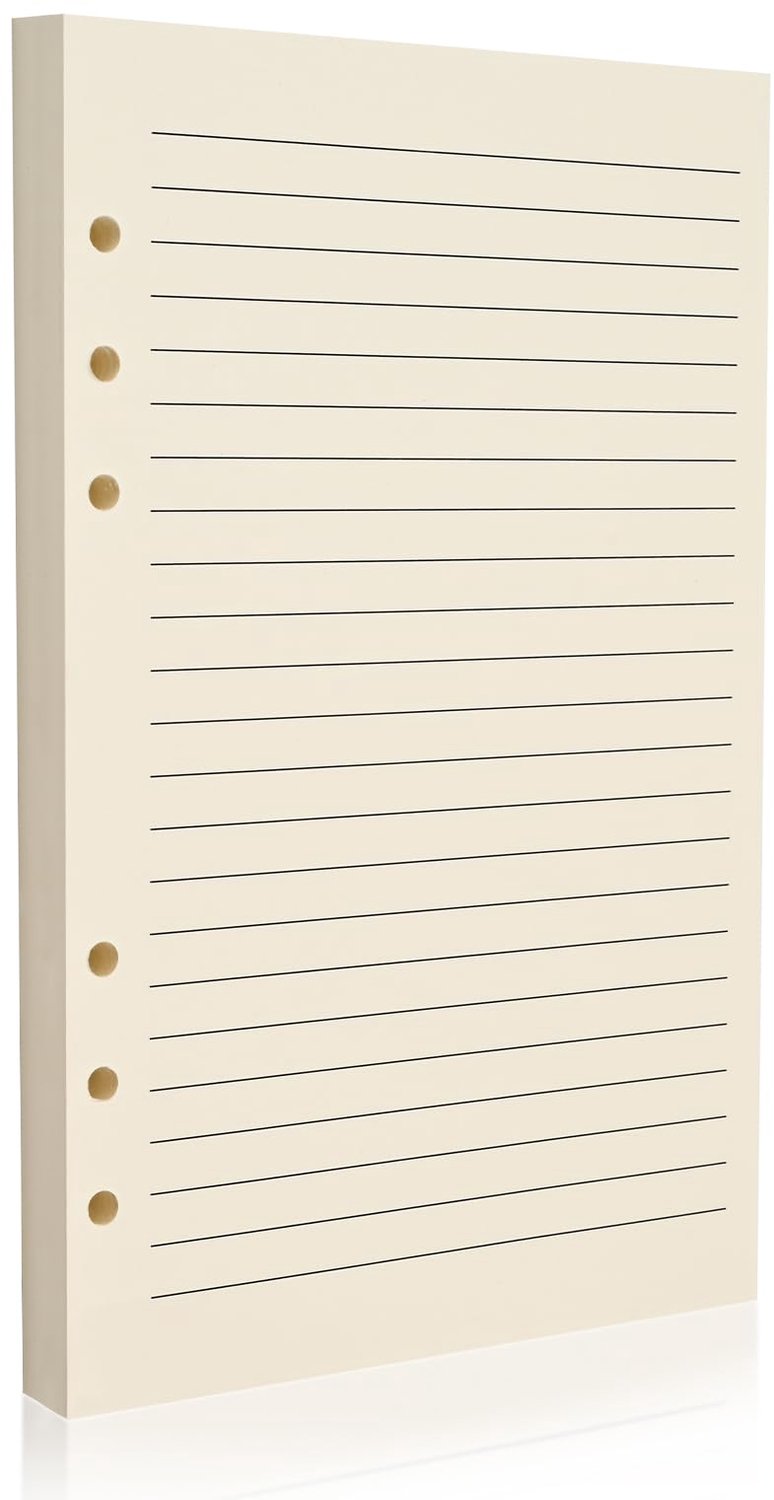 A5 6-Hole Refill Paper - 100gsm, beige, 80 vellen
