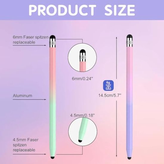 2-in-1 Touchscreen Pen in Gradient Kleuren — afbeelding 2