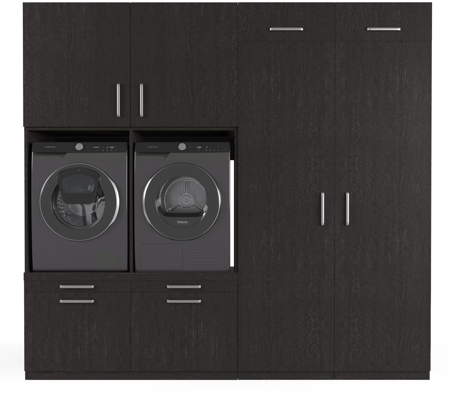 Wasmachine Kast Munich - Ruimtebesparend en Ergonomisch Ontwerp - Zwart