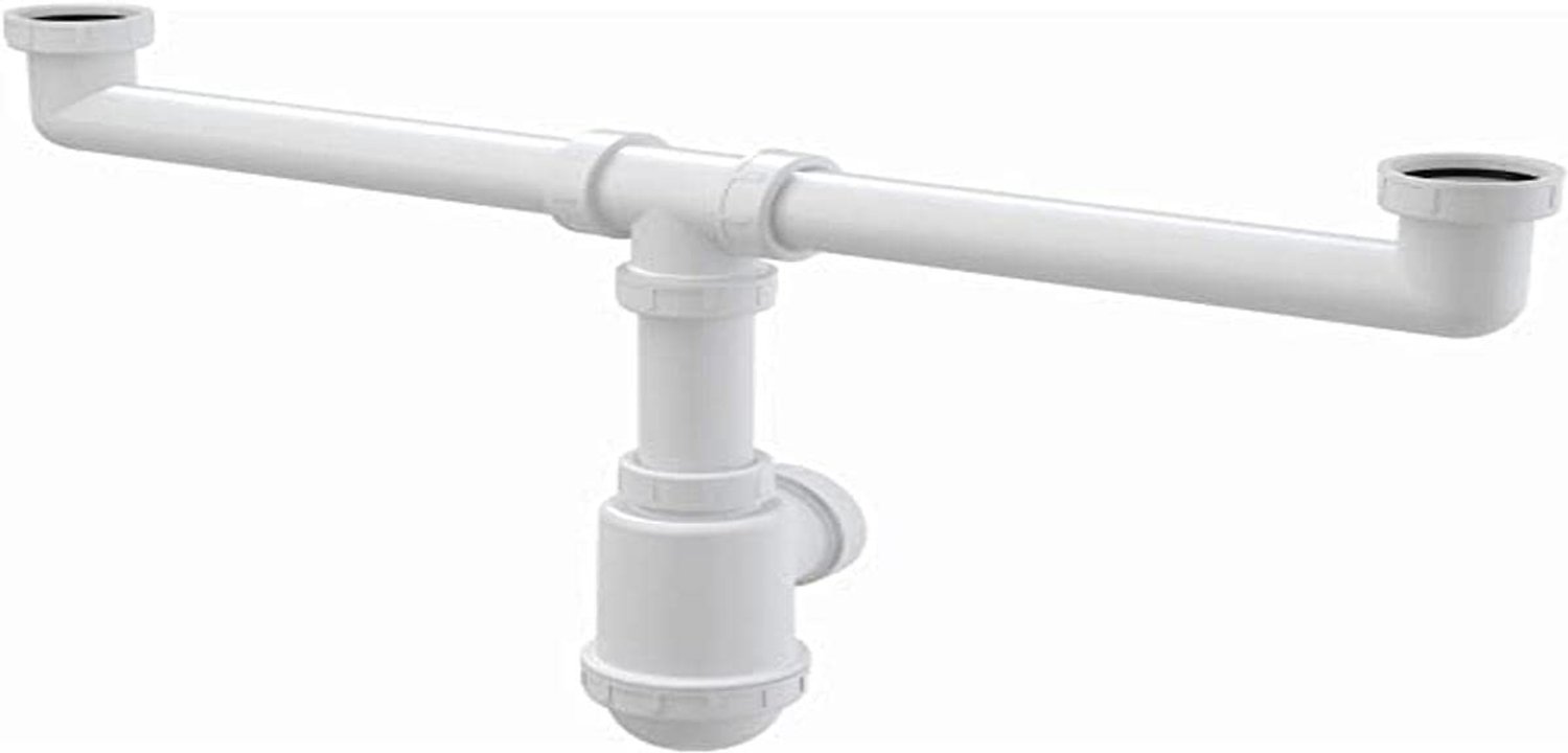 Dubbele Afvoer Sifon voor Wastafel - Wit
