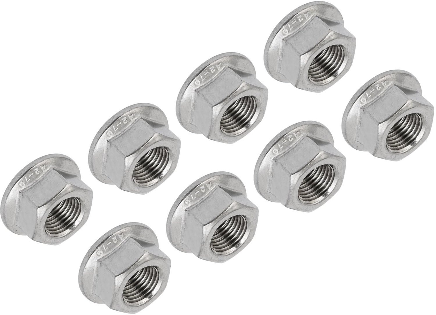 M12 x 1,25 mm Zeskantflensmoeren - 8 Stuks Roestvrij Staal