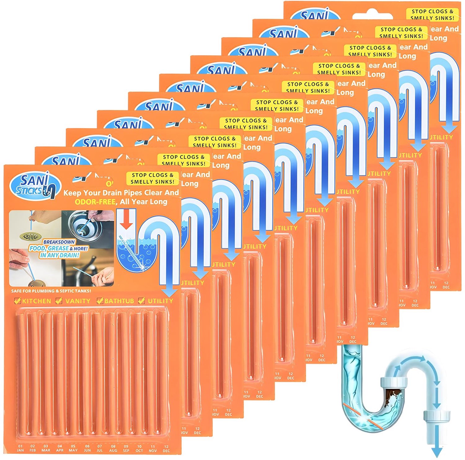 120 Stuks Enzymatische Drain Cleaner Sticks