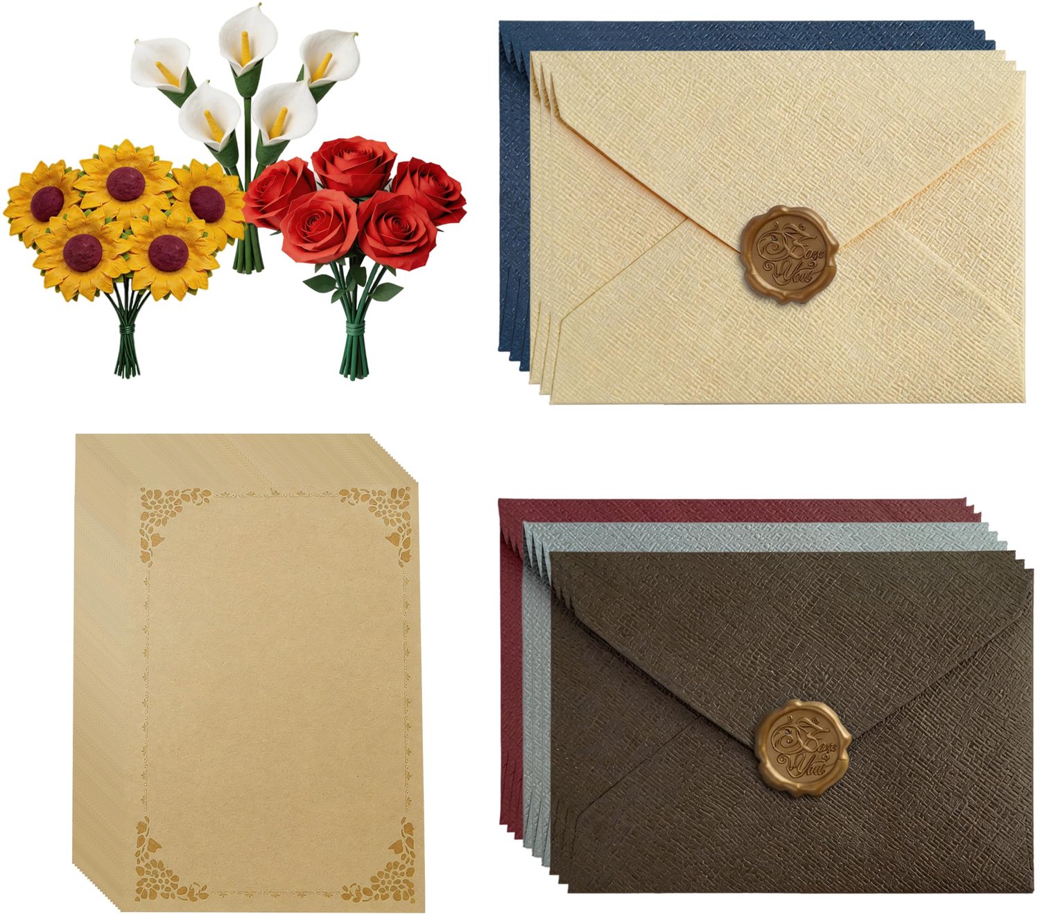 Vintage Briefpapier Set met Enveloppen