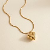 Lundholm Bella Zwangerschapsketting Dames Goudkleurig - Bola met Hartje en Zacht Klinkend Balletje - 80 cm + 7 cm - Premium Stainless Steel Jewellery Goud Verguld - Hypoallergene Sieraden - Zwangerschap Cadeau - Kraamcadeau Mama - my Lundholm