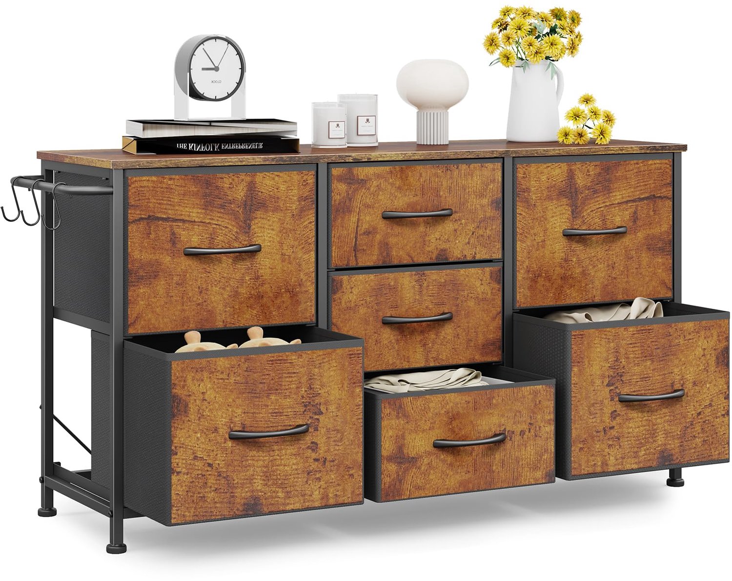 Hal Kast met 7 Stoffen Lades voor Woonkamer en Slaapkamer 100x30x55cm