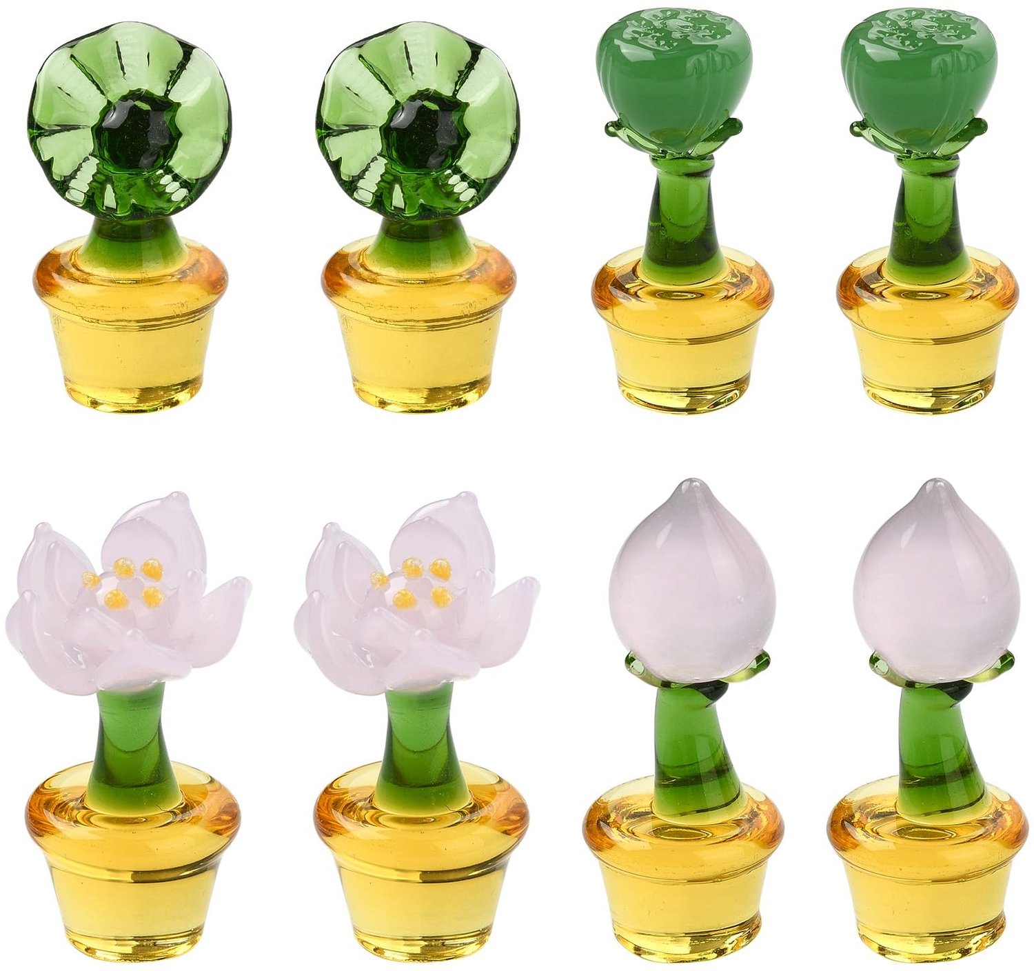 Set van 8 Glazen Planten Ornamenten voor Miniatuurtuinen