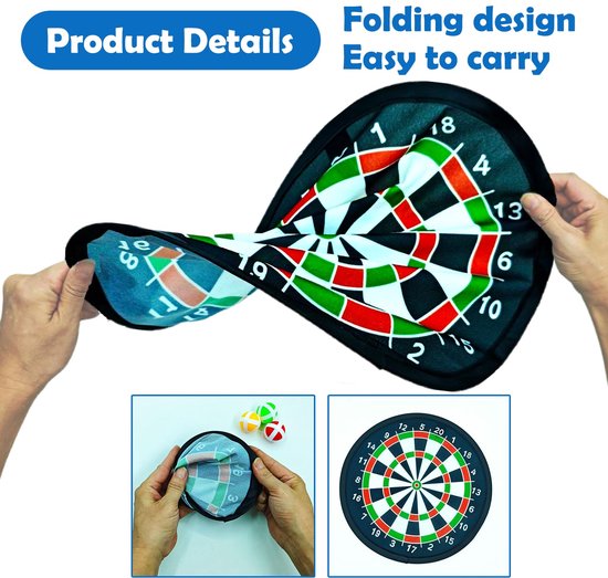 26" Dartbord Speelgoed Vouwbaar met 6 Ballen en 6 Darts - Gezellig Spel voor Kinderen — afbeelding 5