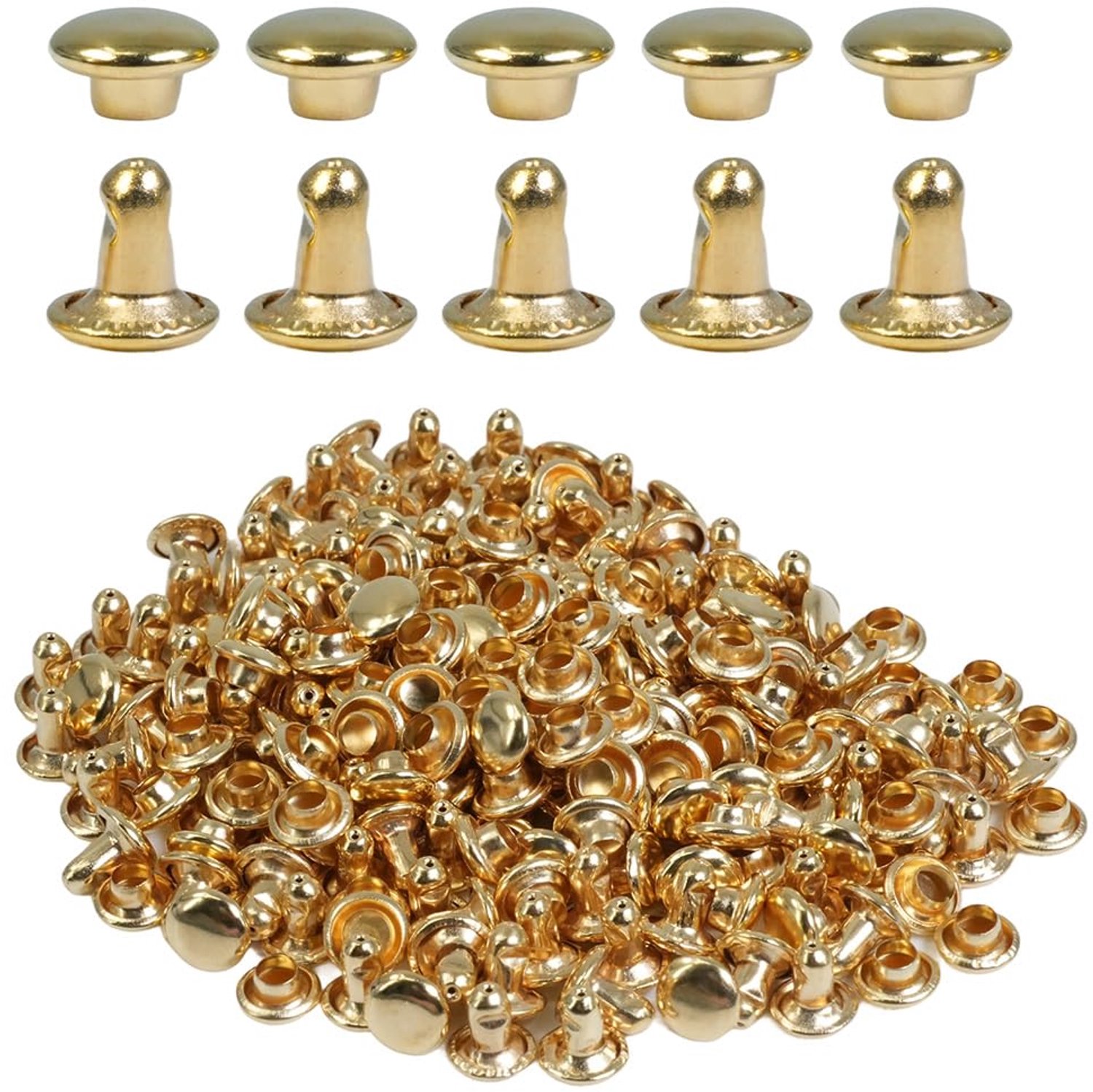 Set van 300 Dubbele Kap Klinknagels 6 mm voor Leerprojecten