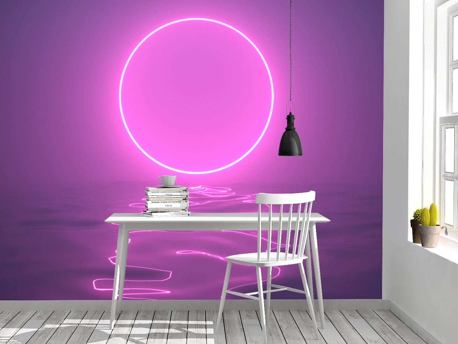 Neon Roze Muurpapier voor Woonkamer en Eetkamer