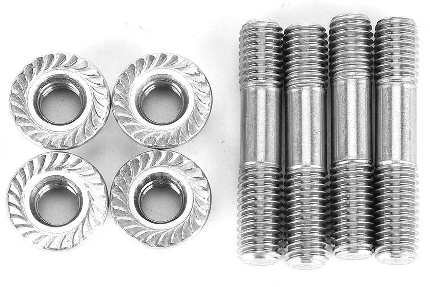 Uitlaatsysteem Stud Moer Kit M8x1.25 - 4 Stuks - 42mm / 1.65in - 304 Roestvrij Staal - Hoogwaardige Kwaliteit - Voor Uitlaatsystemen - Uitlaatmoer