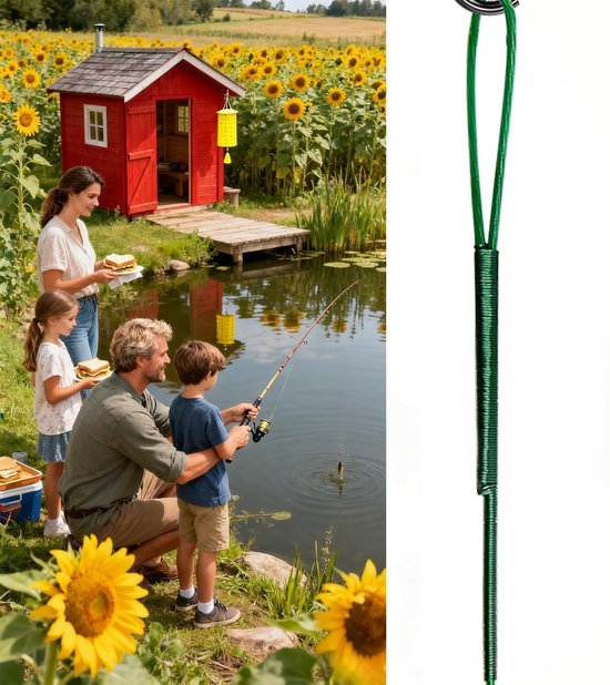 Set van 20 Groene Vishaak met Leader voor Zoet- en Zoutwatervissen — afbeelding 3