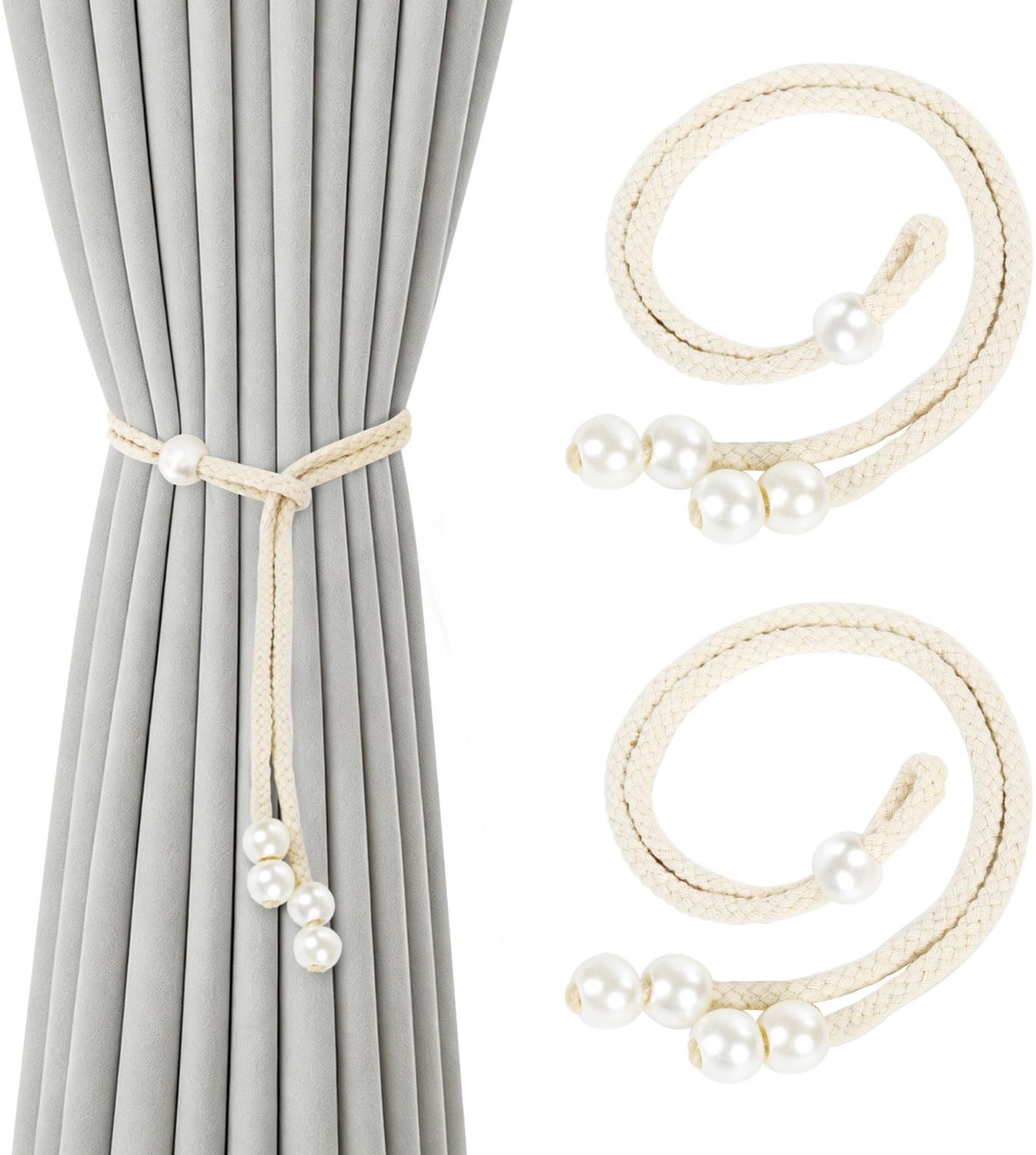 2 Stuks Handgemaakte Corde voor Gordijnen - Beige
