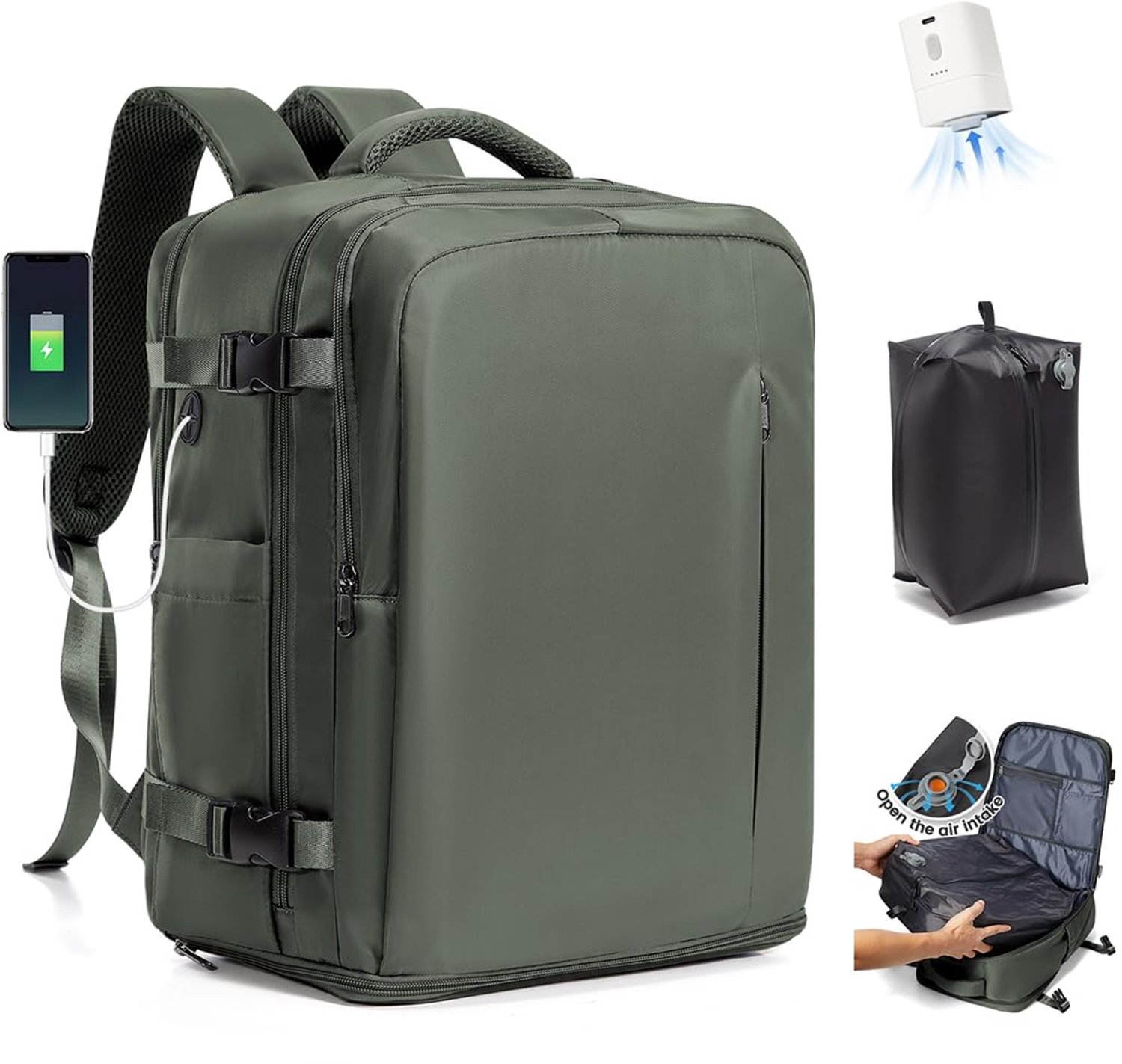 Vacuum Rugzak met Pomp voor Reizen - Ryanair Handbagage 40x30x20 cm