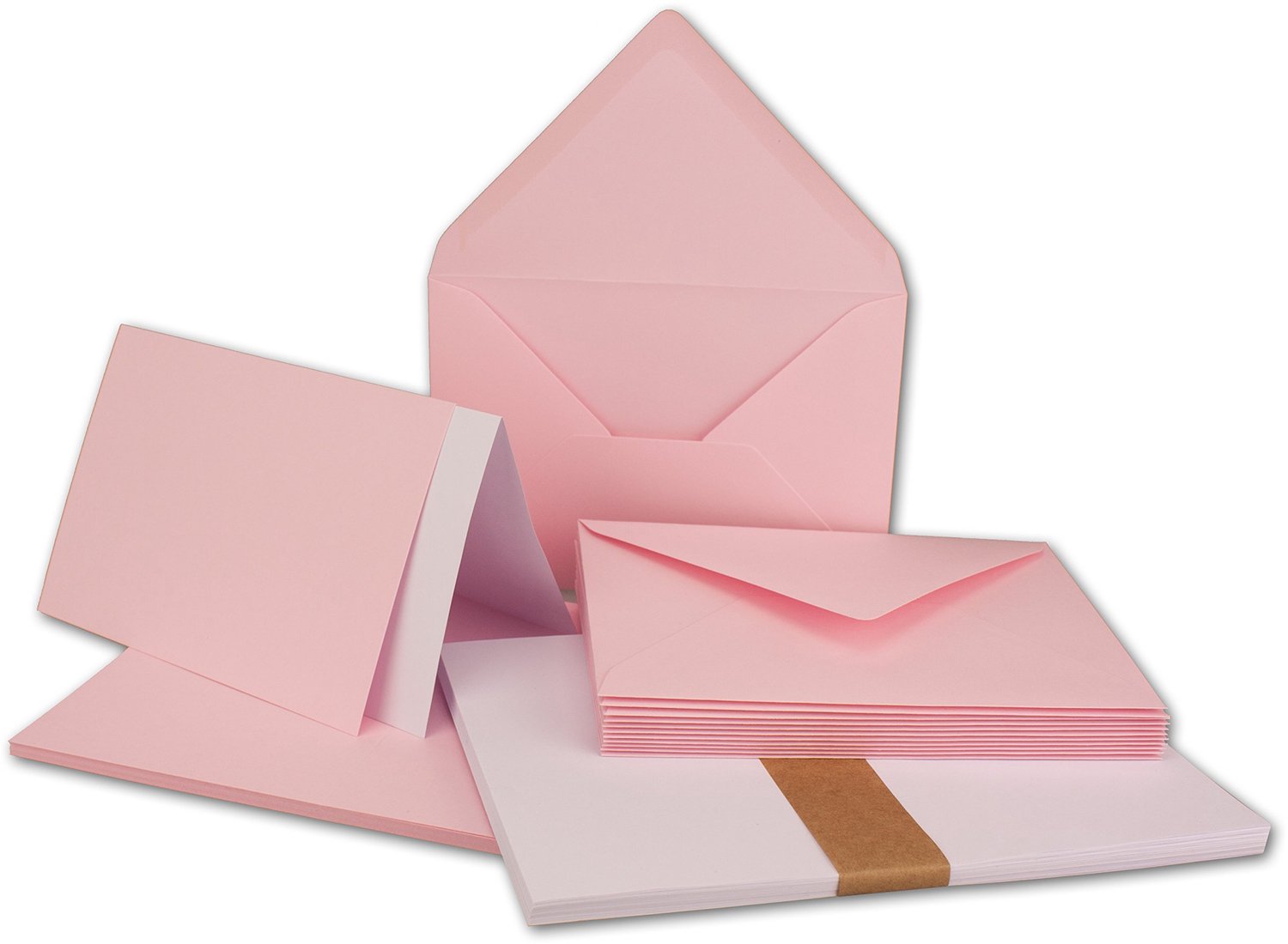Vouwkaartenset van 50 met Enveloppen - Roze