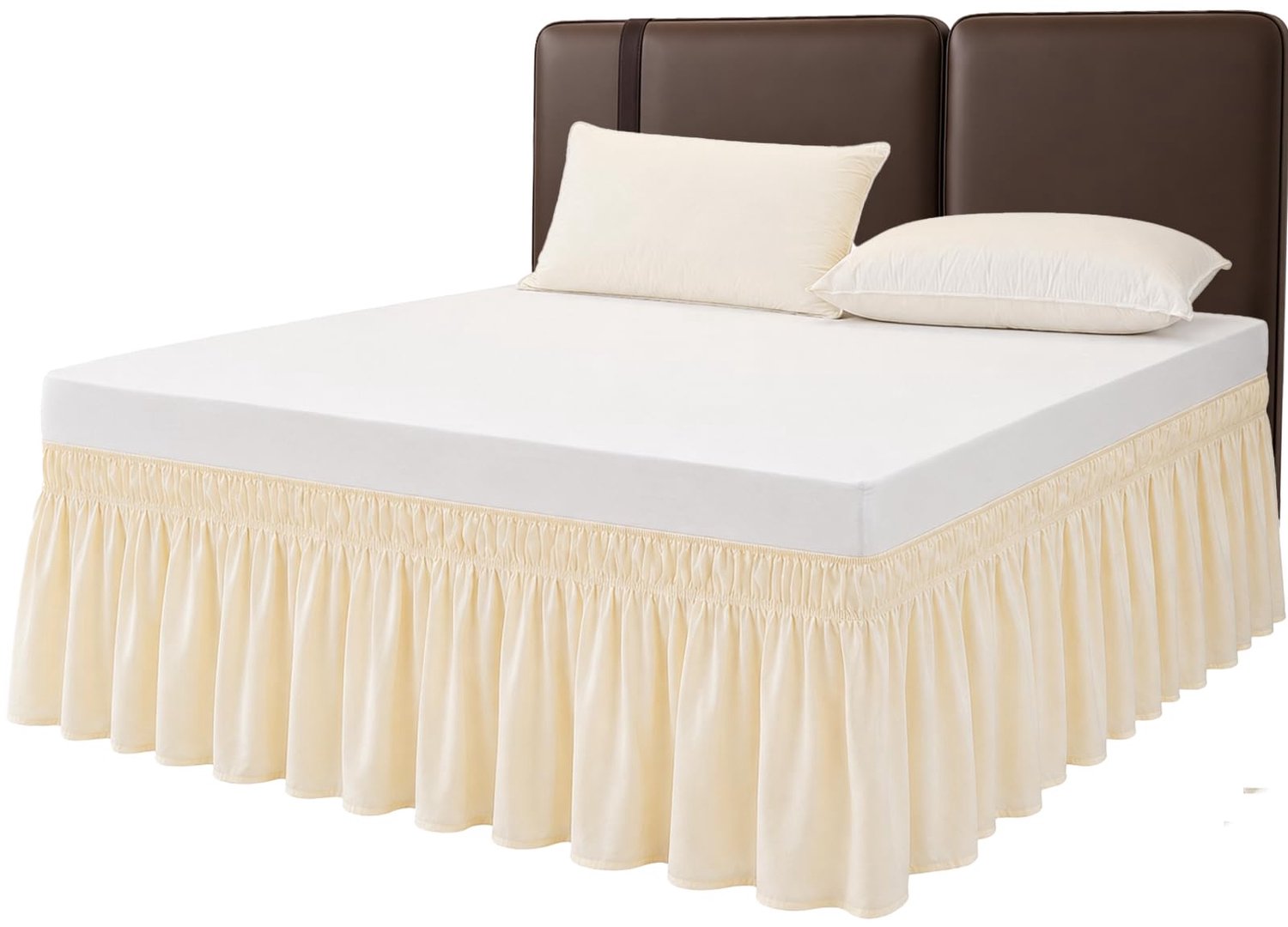 Elegante Bedrok van 100% Biologisch Katoen, Beige, 160 x 200 x 45 cm