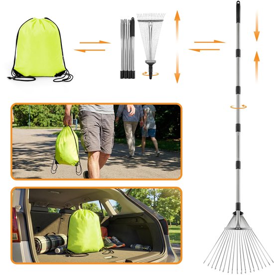 Verstelbare Bladhark met Handvat - Perfect voor Tuinonderhoud — afbeelding 4