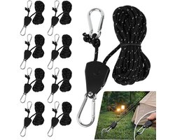 Set van 8 Reflecterende Tentlijnen met Spanner voor Kamperen