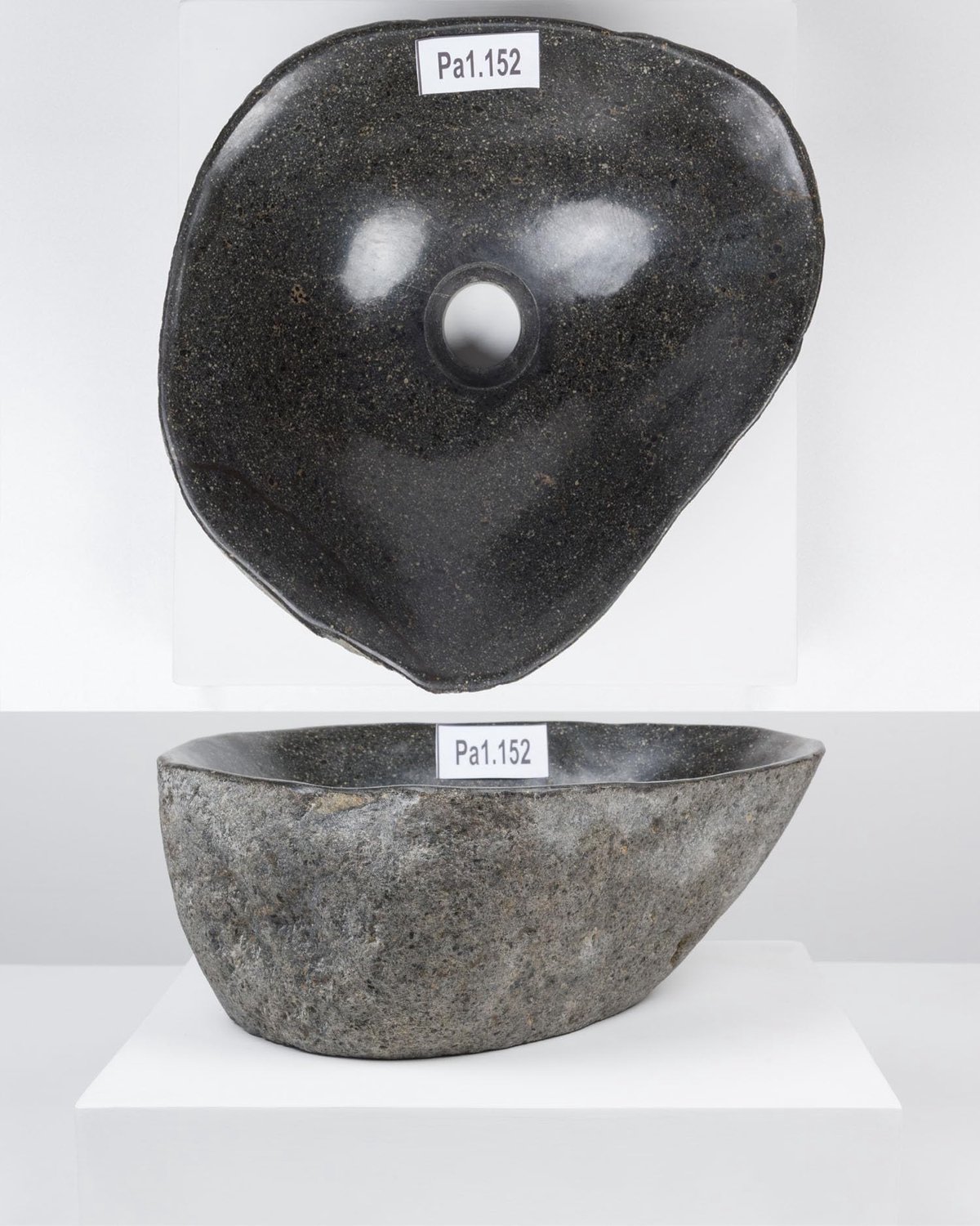 Natuurlijke Steen Wastafel - Rond 30-39 cm Grijs