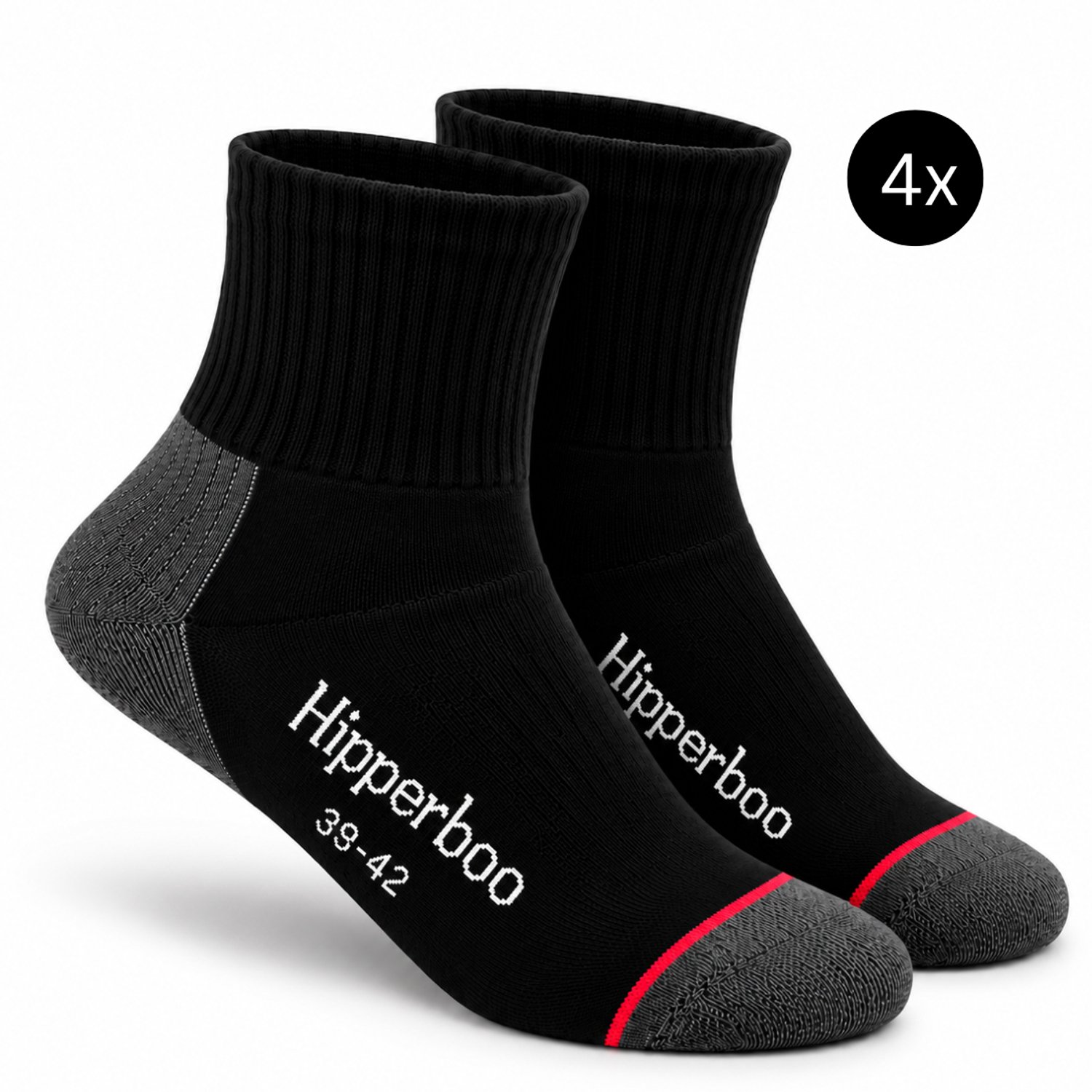 Hipperboo® Bamboe Werksokken Kort - 4 Paar - Maat 39-42 - Dames en Heren Werksokken - Badstofzool - Naadloos