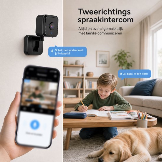 ECTEATOY® Beveiligingscamera Binnen - Wifi Camera App - Huisdiercamera met Tweewegaudio en Bewegingsdetectie - Magnetisch Boorvrij - Zwart — afbeelding 4