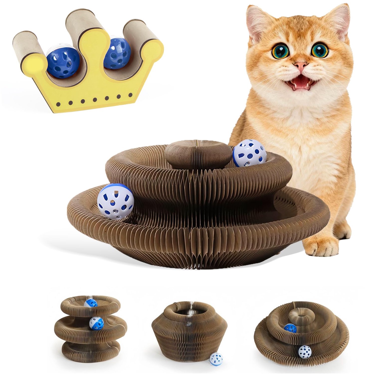 Vouwbaar Krabbord voor Katten met Speelballen