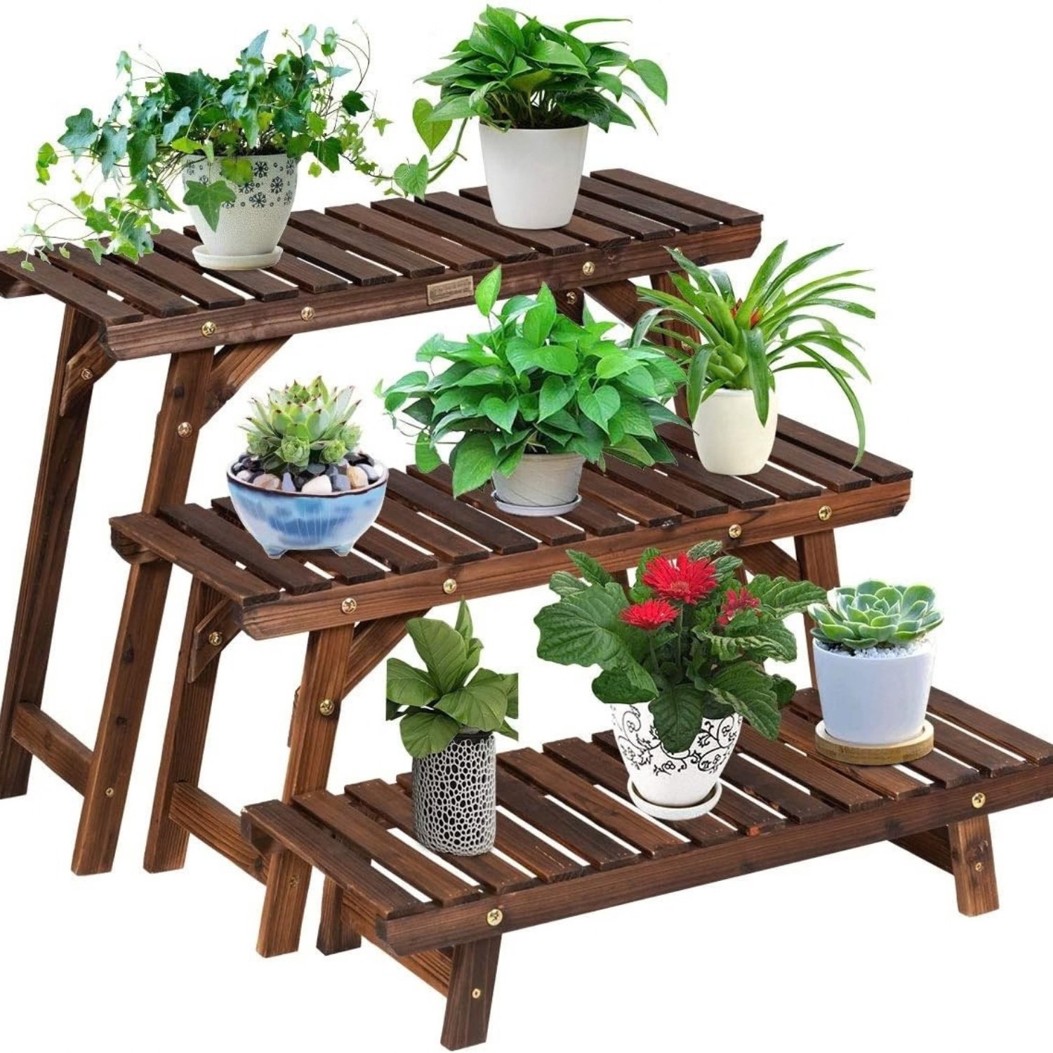 Plantentafel - Plantenrek Buiten - Plantensteun - Plantenstandaard - Hout - Bruin
