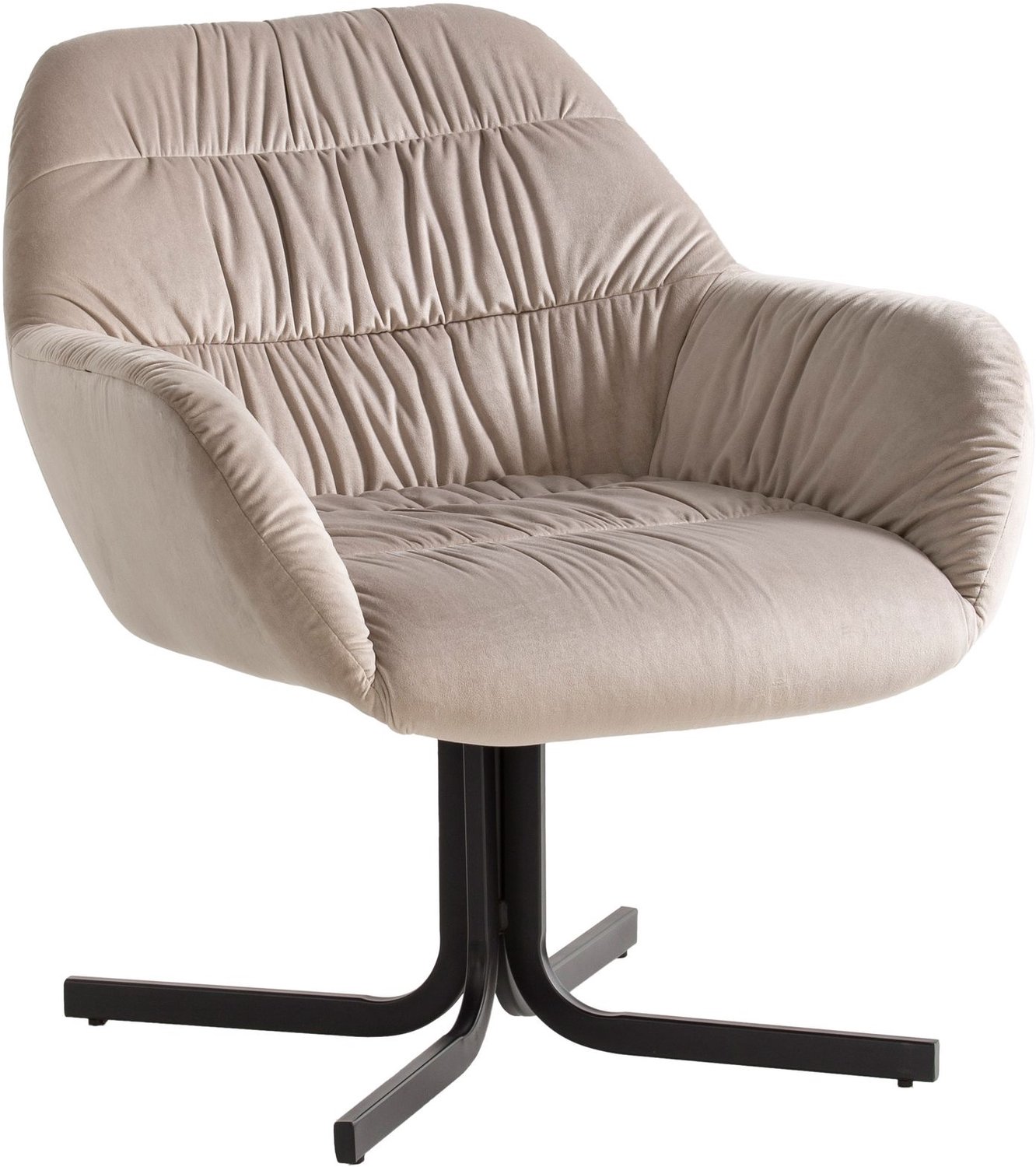 Cosmo Casa Fauteuil - Beige fluweel - Metaal - Met armleuningen