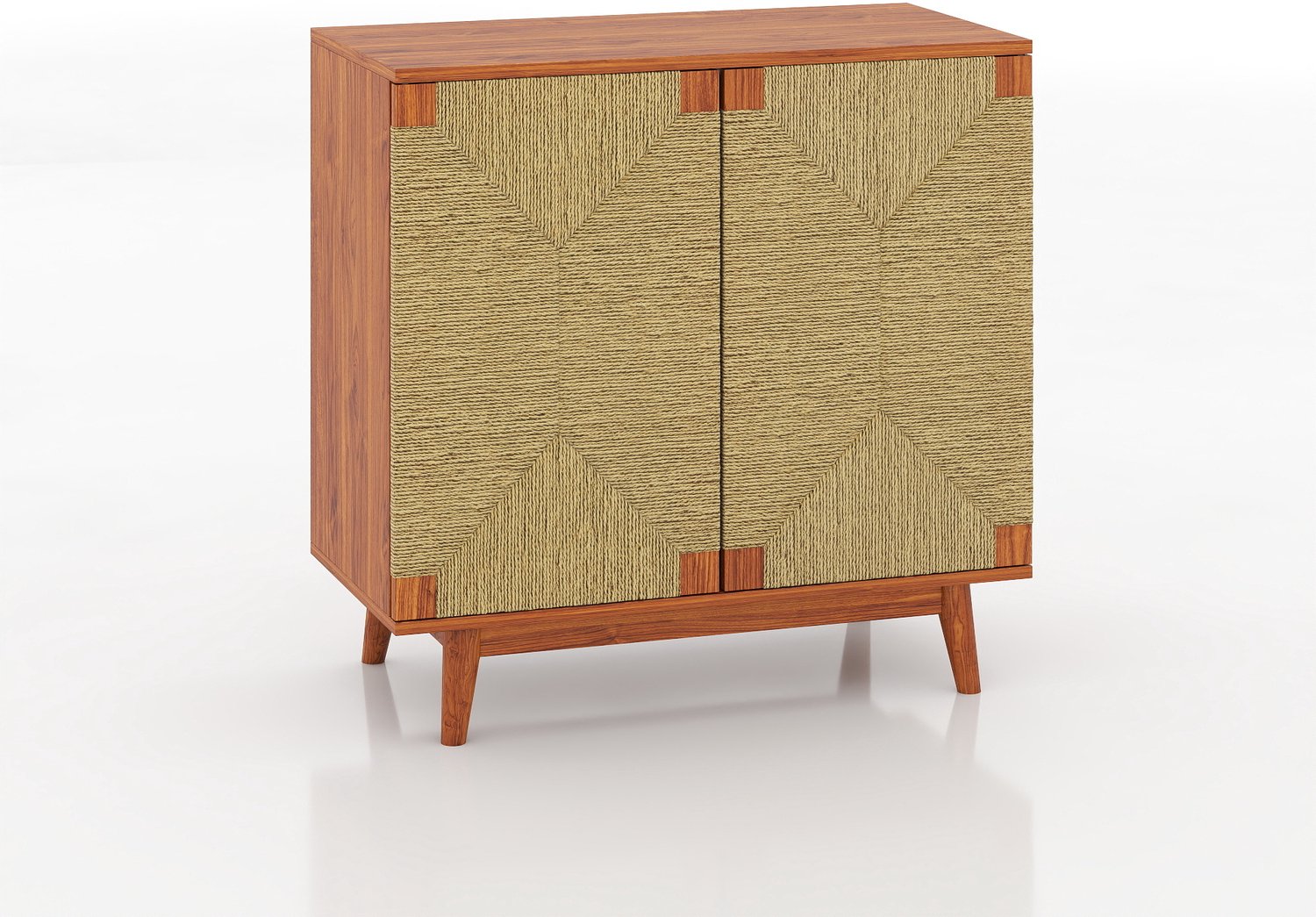 REDOM Dressoir 79x39,5x78 cm - 2 gevlochten deuren en verstelbare plank - Bruin