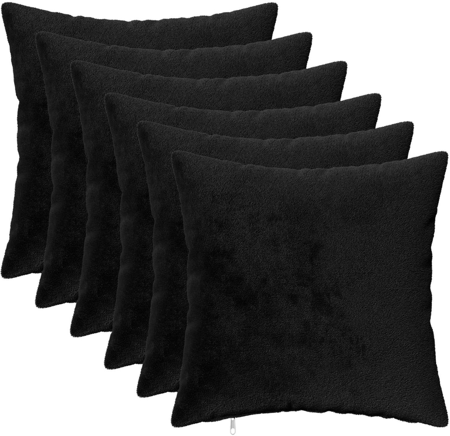 vidaXL Dekenkussen - 6 - st - HEERLEN - Zwart - 45 - x - 45 - cm - Flanel