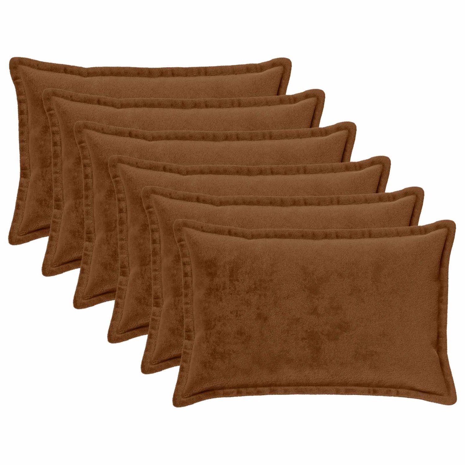 vidaXL Dekenkussen - 6 - st - HOUTEN - Lichtbruin - 30 - x - 50 - cm - Flanel Licht Bruin