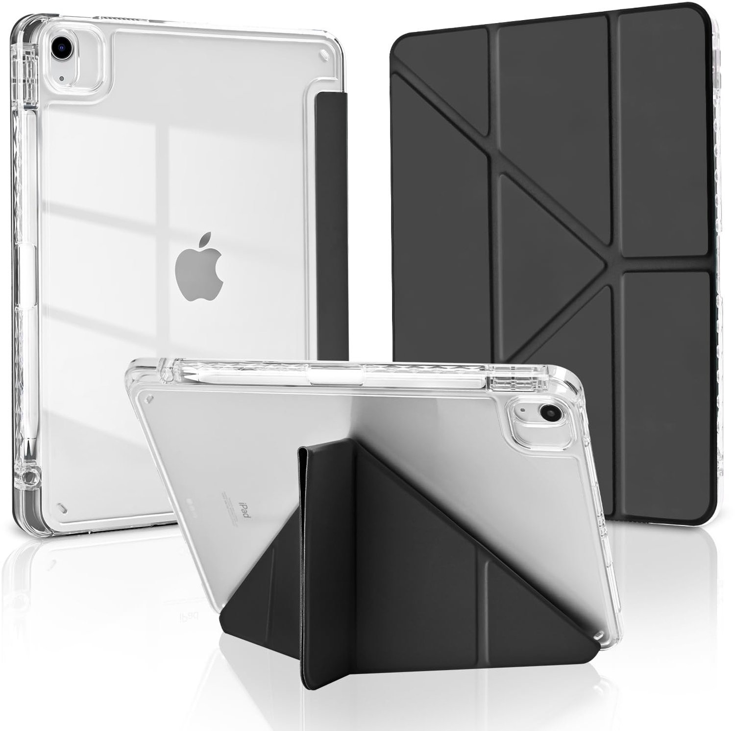 Case voor iPad Air 11 Inch met Penhouder en Origami Ontwerp in Zwart