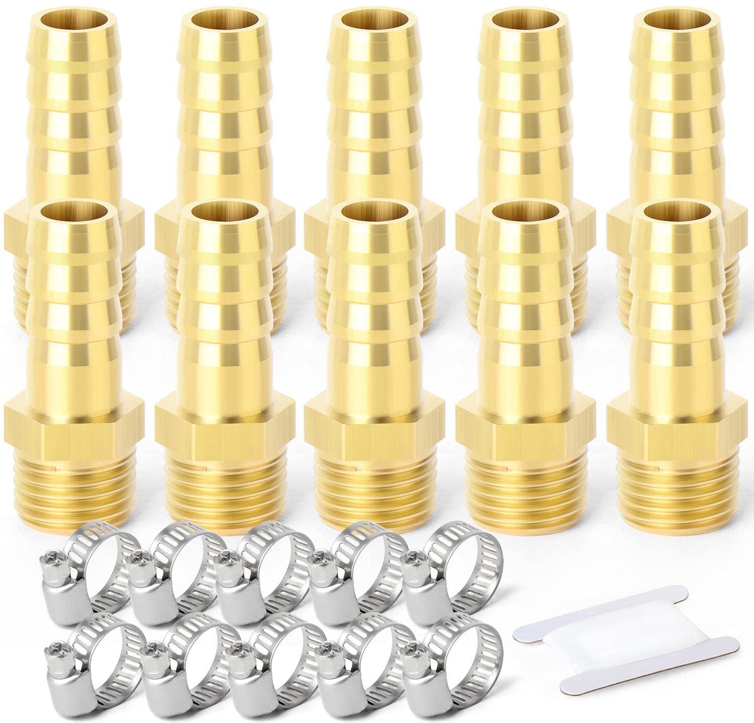 Slangconnector 10mm OD - 1/4" BSP - Messing - Duurzaam - Verstelbaar - Snelle verbinding - Werktemperatuur -50 tot 120 °C - Fittingen