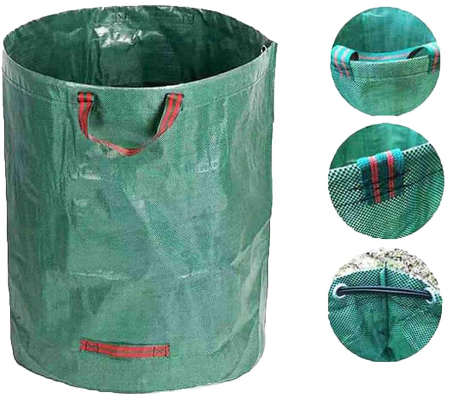 Tuinafvalzakken 300 l - Herbruikbare tuinzakken - Waterdicht - Handgrepen - Flexibele hoepel - Duurzaam polypropyleen - Tuintas