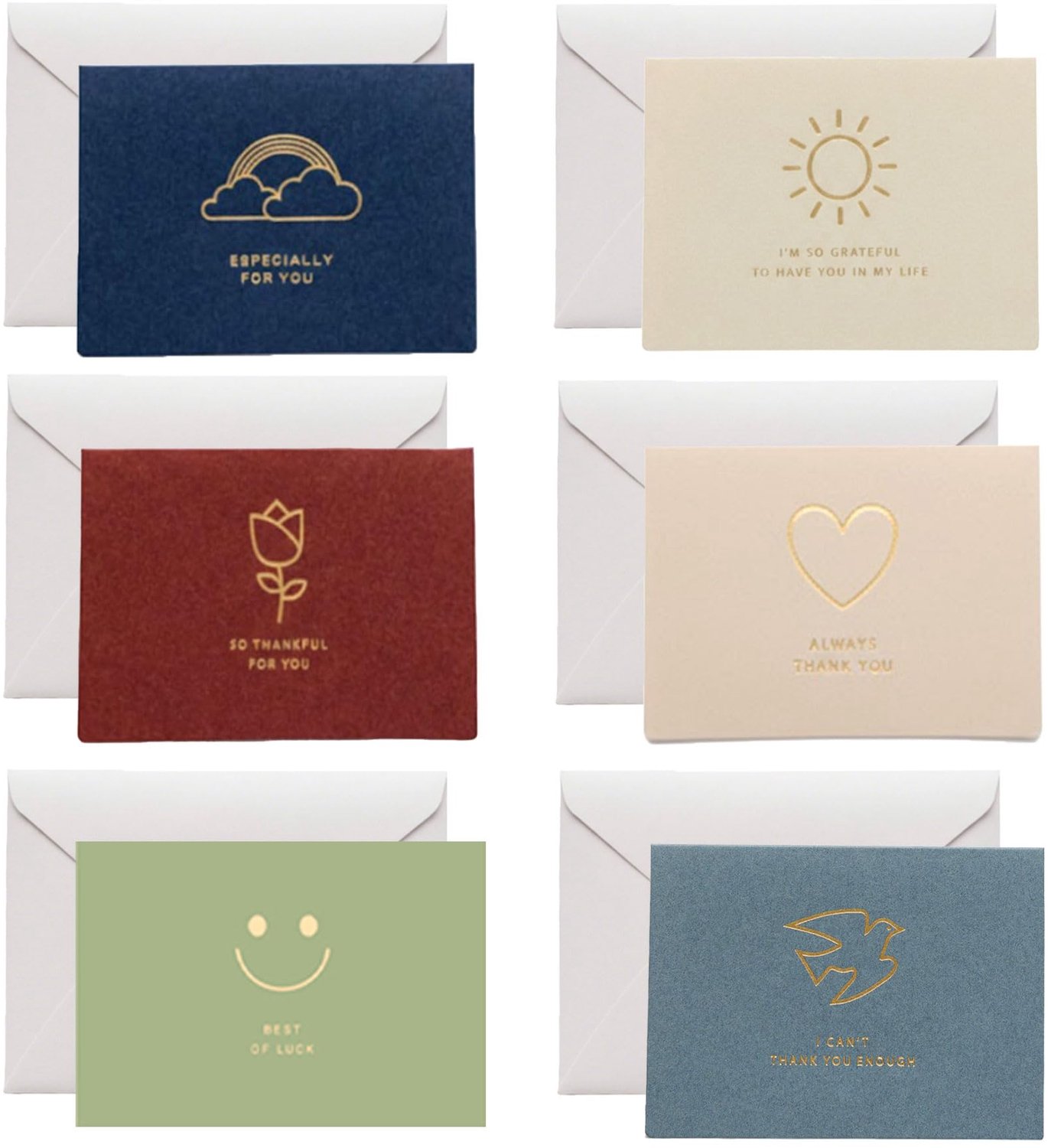Set van 6 Bedankkaarten met Enveloppen en Stickers